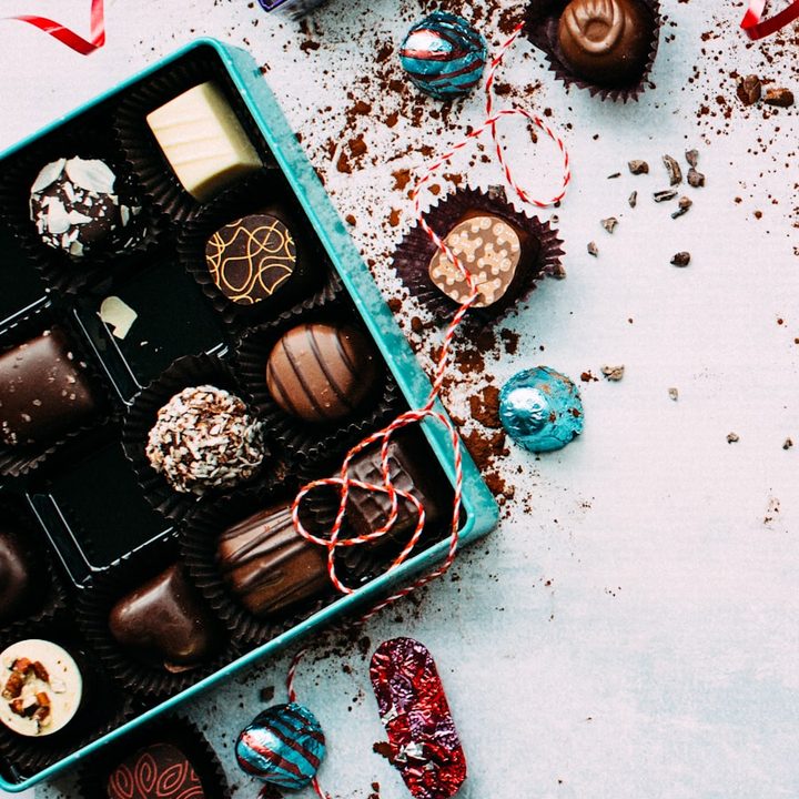 Chocolates in a presentation box